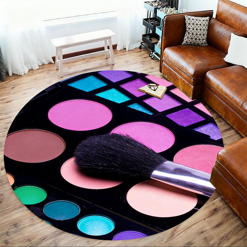 1pc Makeup Palette Brush Round Chair Mat Office Area Rug - Non-Slip, Floor Mat for Office, Bedroom, and Indoor Decor P127292