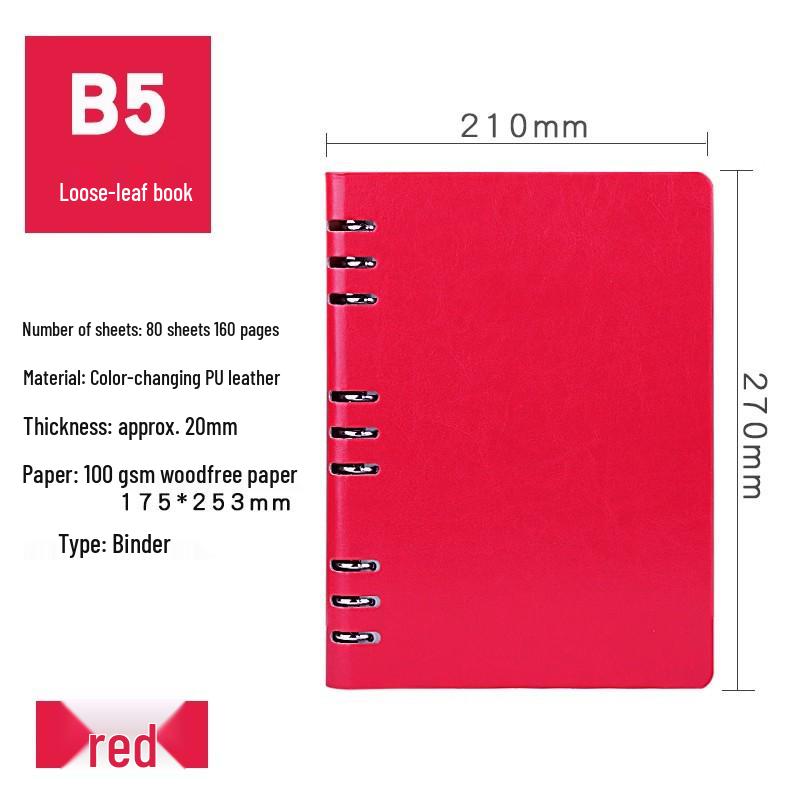Custom A5 PU Leather Loose-Leaf Notebook for Office Meetings
