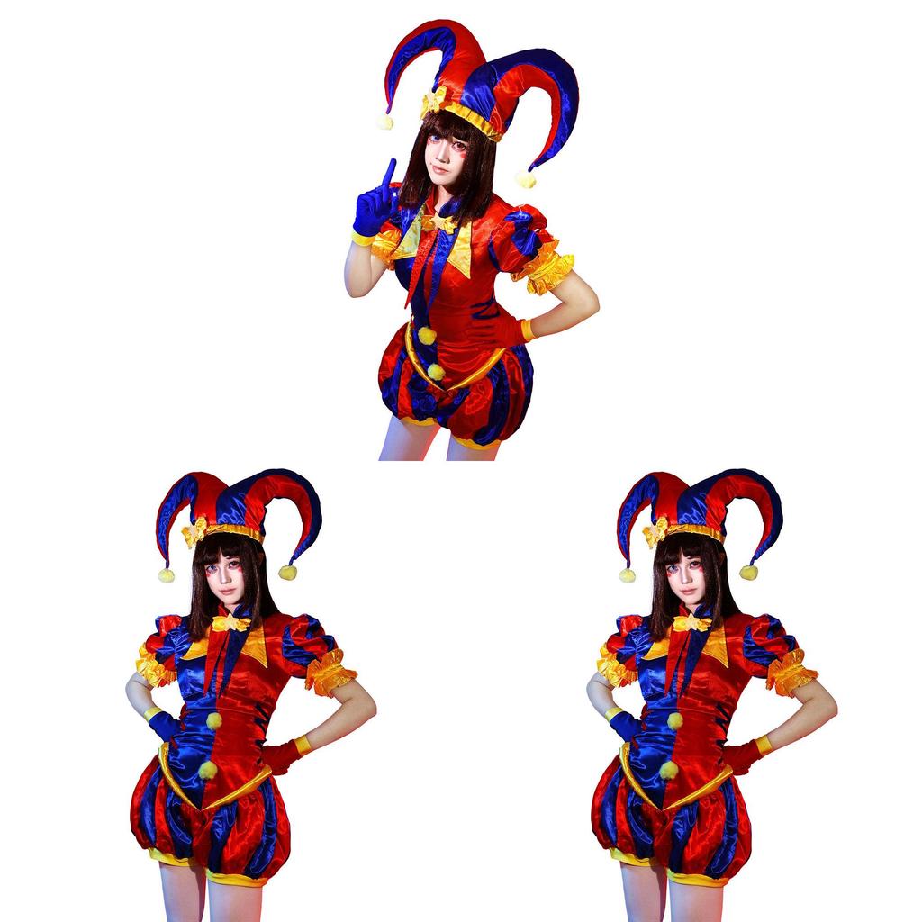 The Amazing Digital Circus Pomni Full Body Suit With Satin Fabric For Cosplay Events
