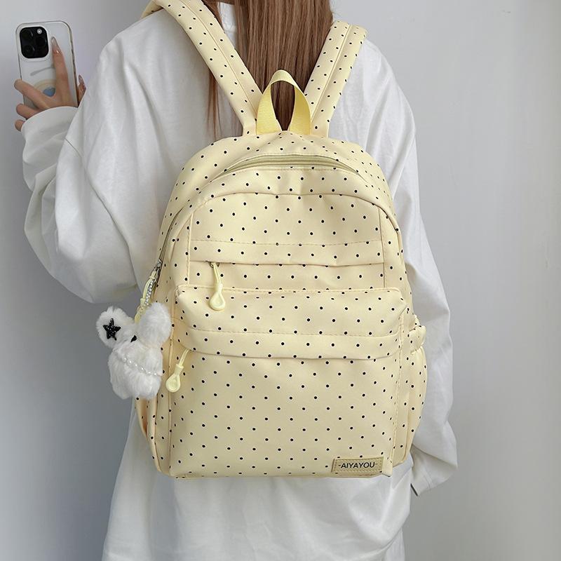 Student Schoolbag Polo Dot Women's Large Capacity Backpack Lightweight Class Backpack