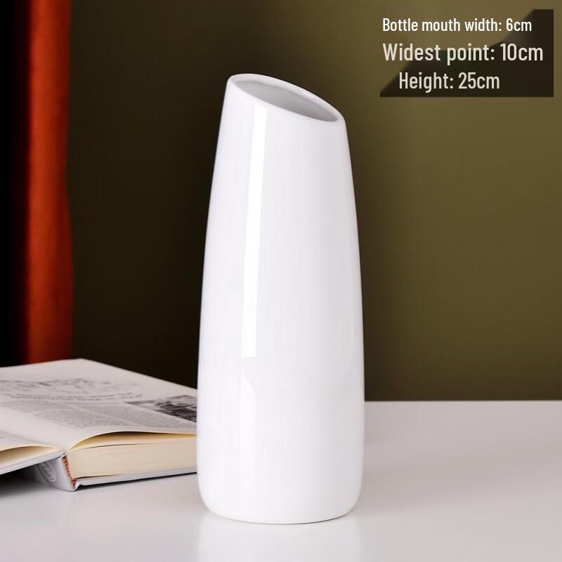 LovePinHui Ceramic Flower Vase Set - 2pcs, White Oblique, 25cm
