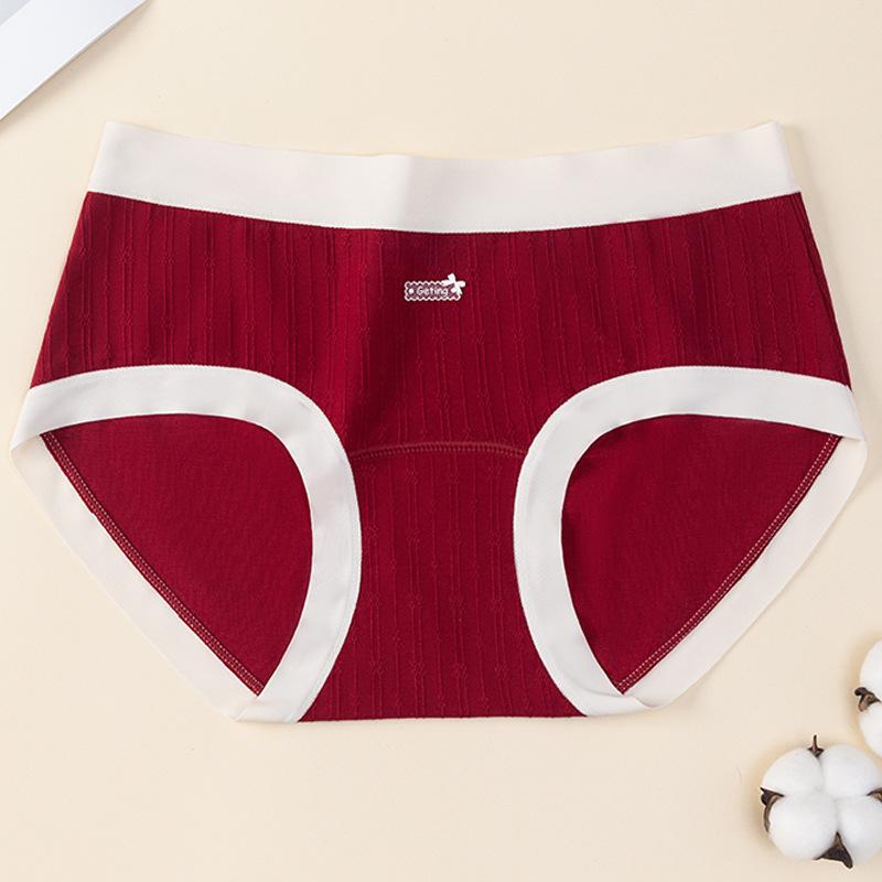 Ladies Spring and Autumn Pure Cotton 10A Antibacterial Extension Crotch This Year Festive Underwear