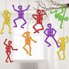 8 Pcs Colorful Hanging Skeleton Decoration Glitter Paper Skeleton Bunting