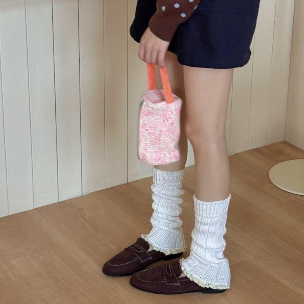 Y2K Pletené návleky na nohy Jednobarevné Dlouhé podkolenky Sladké ponožky do bot Podzim a Zima