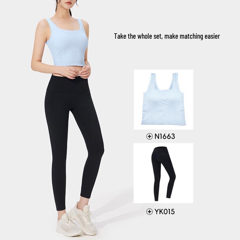 Women's White Lace Camisole with Chest Pads - Slim Fit Yoga Tank with Built-in Bra