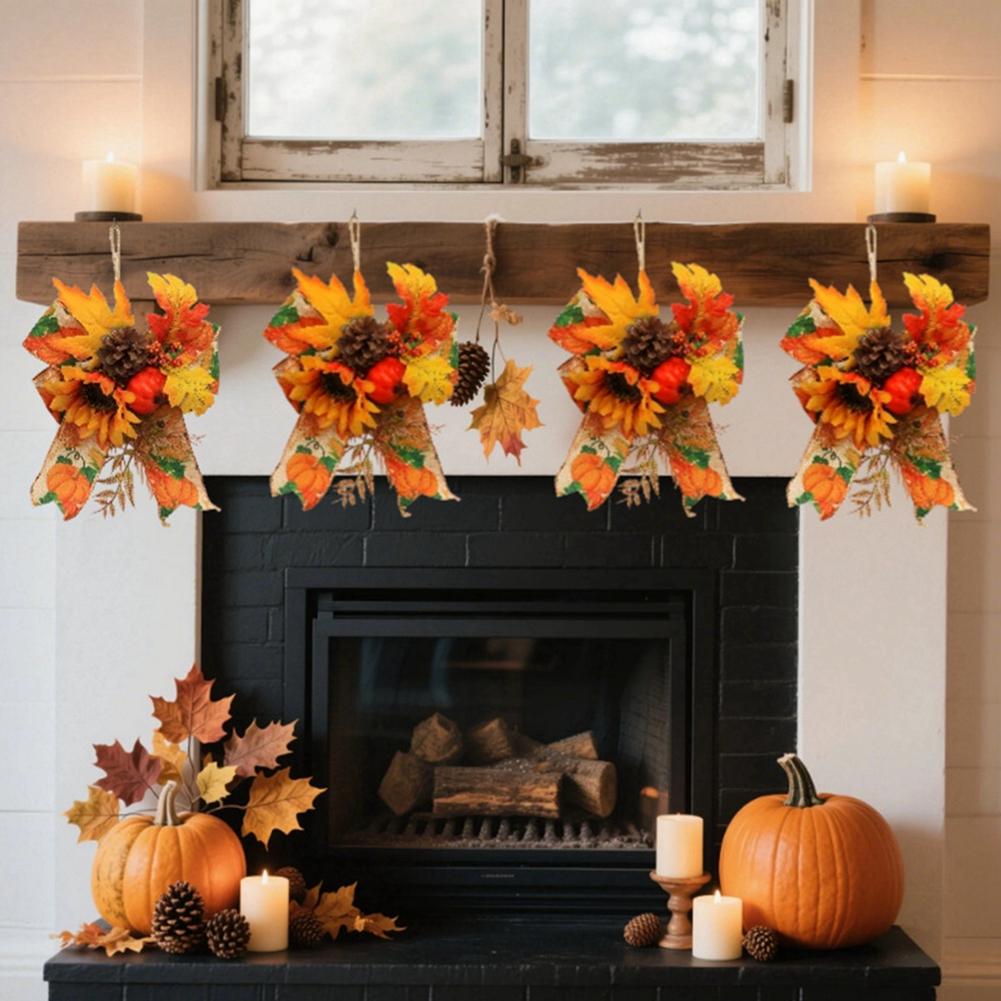 Thanksgiving Simulation Wall Hanging Pumpkin Berry Maple Leaf Bow Small Pendant