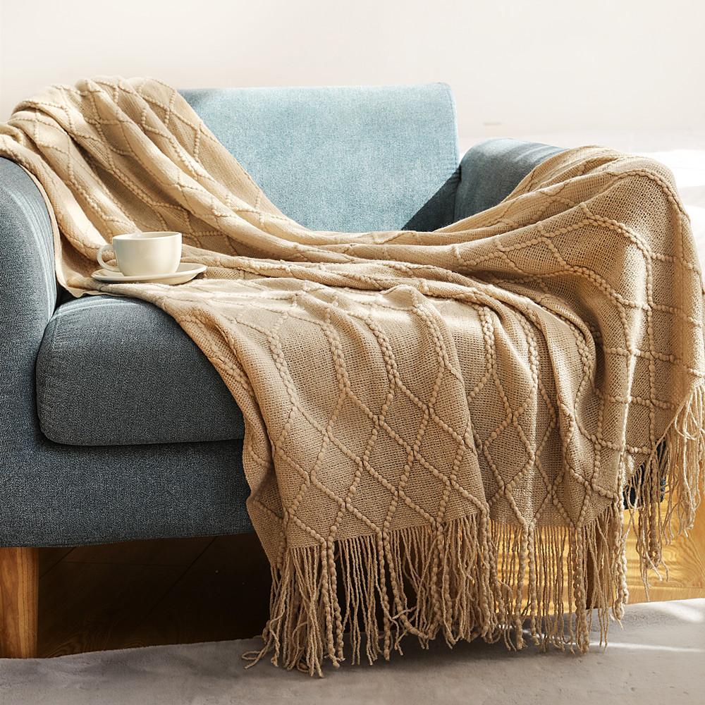 Scandinavian Woolen Throw Blanket Warm Knitted Sofa Cover Blanket Bed Tail Sofa Throw Blanket Thick Winter Office Lunch Nap Blanket