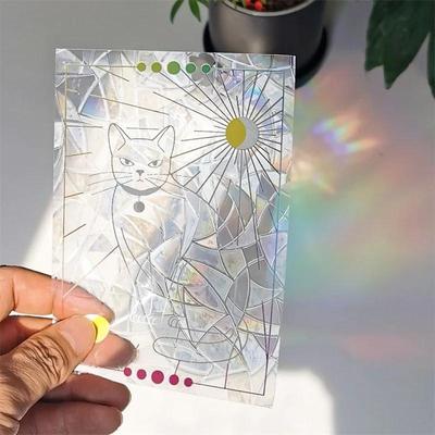1KS 3D Samolepky na okno s duhovým efektem Kočka Hvězda Slunečnice Dekor DIY Skleněné Samolepky na zeď pro Domácí Dekoraci Výrobce Hranolů