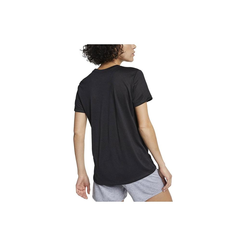 Nike Schnelltrocknendes Logo Rundhals-Pullover Kurzarm-T-Shirt Damen Tops Schwarz AQ3210-010