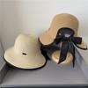 UV Large Brim Bow Empty Top Straw Hat Women's Summer Travel Beach Sunshade Sun Protection Foldable Sun Hat