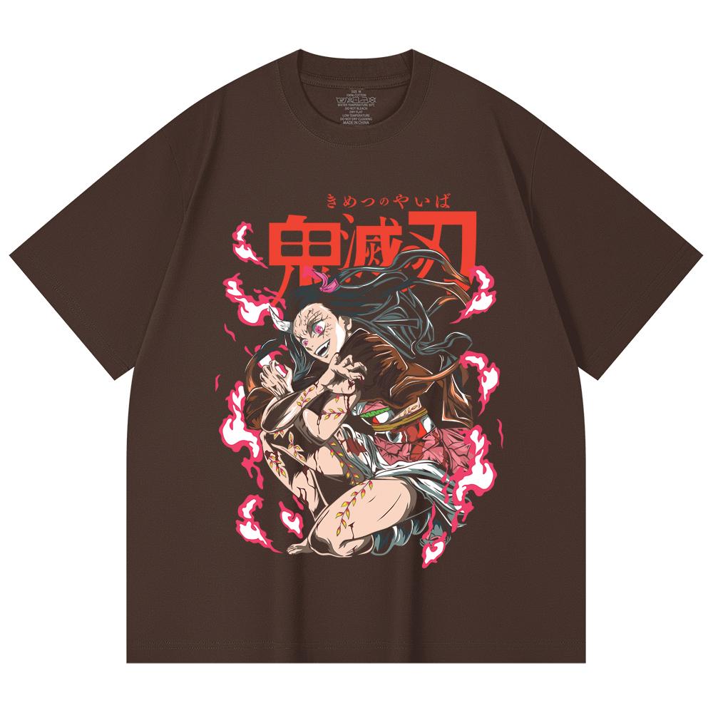 230 Gsm 100% Cotton Demon Slayer V71 Nezuko Demon Print Unisex Heavy Cotton T Shirt