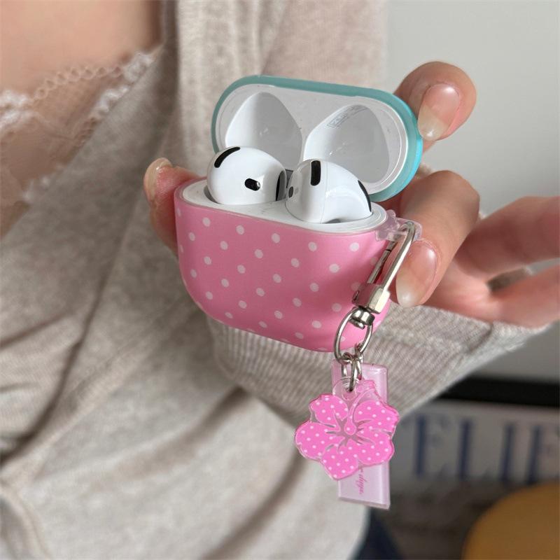 Japan and South Korea contrasting color polka dot flower pendant for AirPods 1 /pro1 earphone protective case cover second and third generation new