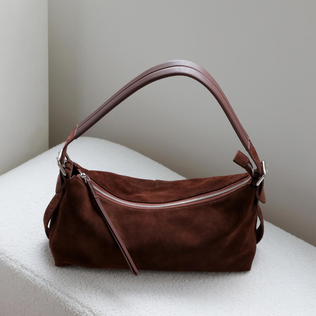 Small Niche Design, High-end Casual Frosted Cowhide, Lazy Retro Underarm Shoulder Crossbody Bag for Women