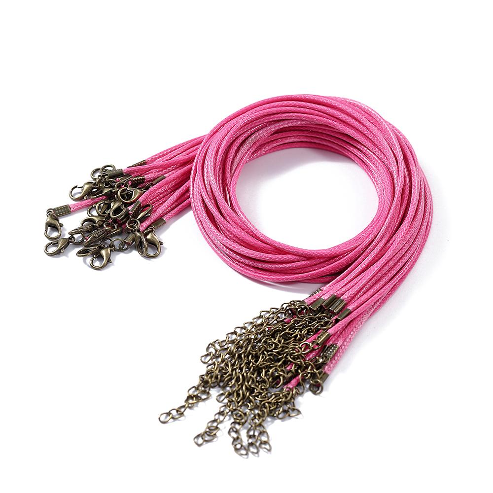 10Pcs 1.5/2mm Colorful Leather Braided Rope Bronze Lobster Clasp Tail Chain Connector for DIY Pendant Jewelry Making Supplies
