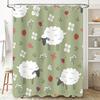 Modern Farmhouse Sheep Pattern Shower Curtain Green Decor Home Decoration Waterproof Liner for Bathtub in Bathrooms