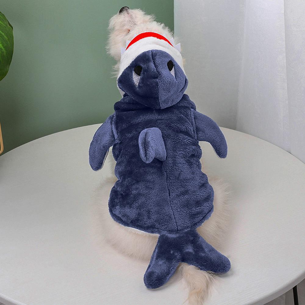 

1pc Pet Products Shark Pet Clothes Winter and Autumn Warmth Halloween Universal Dog Clothes Cat Clothes Cat Supplies Blue S темно-синий