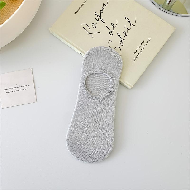 

5 Pairs Boat Socks for Women Summer Thin Mesh Breathable Solid Color Socks Female Non-slip Invisible Shallow Crew Socks