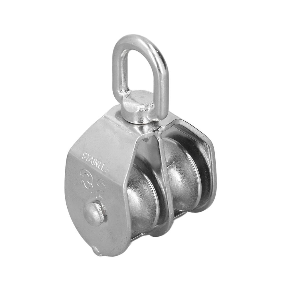 32mm 1.3in Marine Pulley Double Wheel Roller 250kg Loading 304 Stainless Steel for Yachts Speedboats