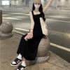 Skirt Women's Hepburn Style Suspender Dress New Medium and Long Inner Slim and Thin Knitted Vest Skirt Trendy