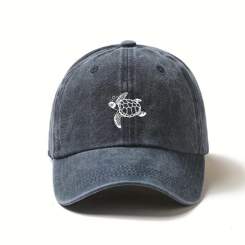 A Black Baseball Cap with Turtle Embroidery  Adjustable Lightweight Unisex Sun Hat Casual Outdoor Beach Hat