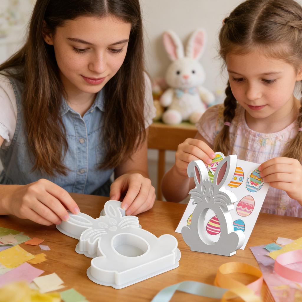 Easter Bunny Silicone Mold Hollow Folded Ear Bunny Plaster Mold Easter Bunny DIY Mold Making Candies Crafting Molds Ornaments