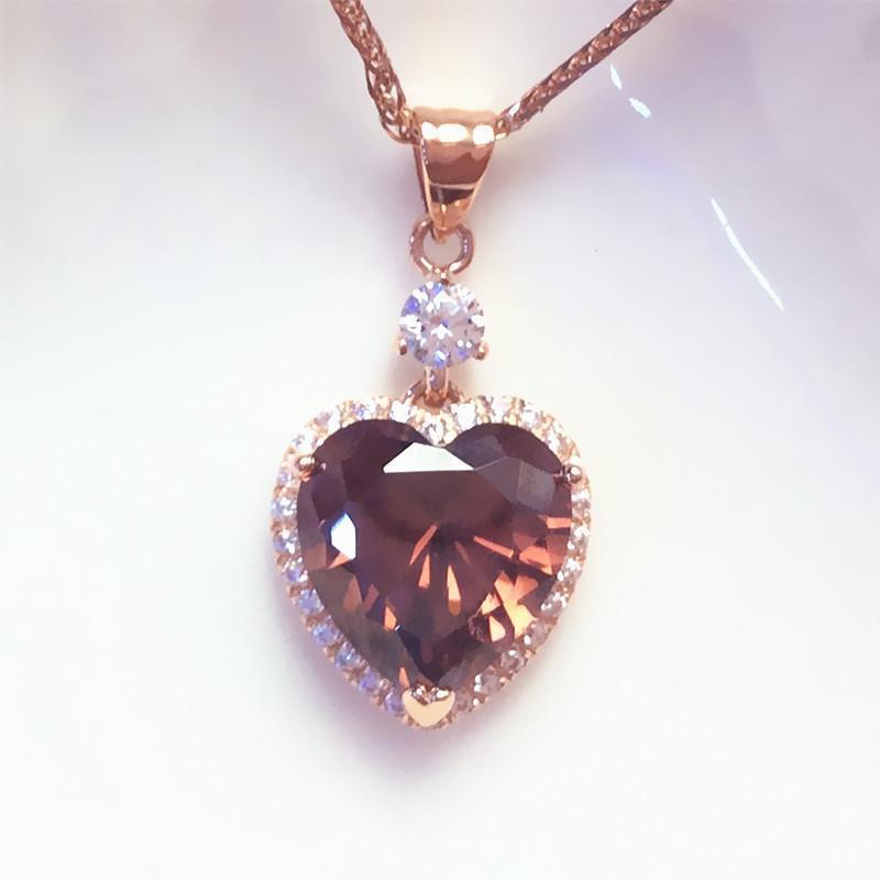 

Пурпурно-золотий колір Золота інкрустація Любов Цирконій Підвіска Модний Класичний Темперамент Позолочений Рожевим золотом Ланцюжок на ключицю