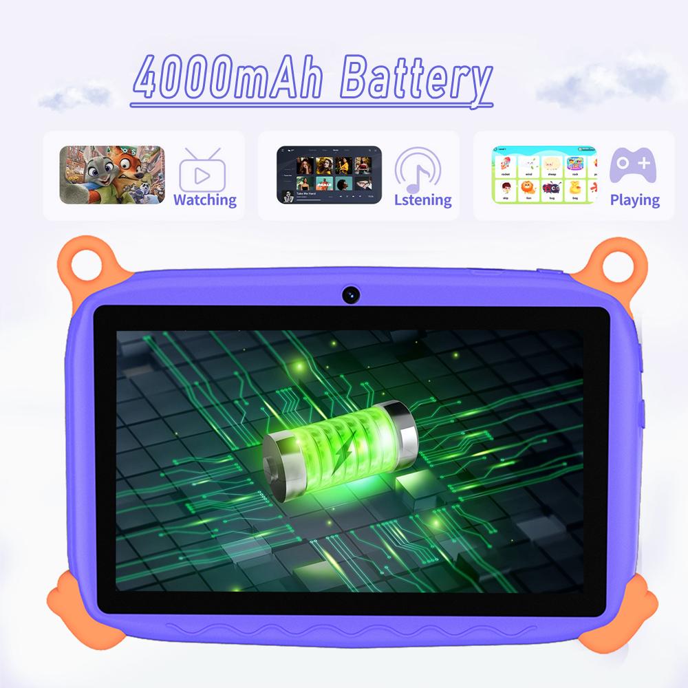Kids 7 Inch Tablet with Cartoon Monkey Pattern 4GB RAM 64GB ROM Android 13 Google Certified Learning Education Games