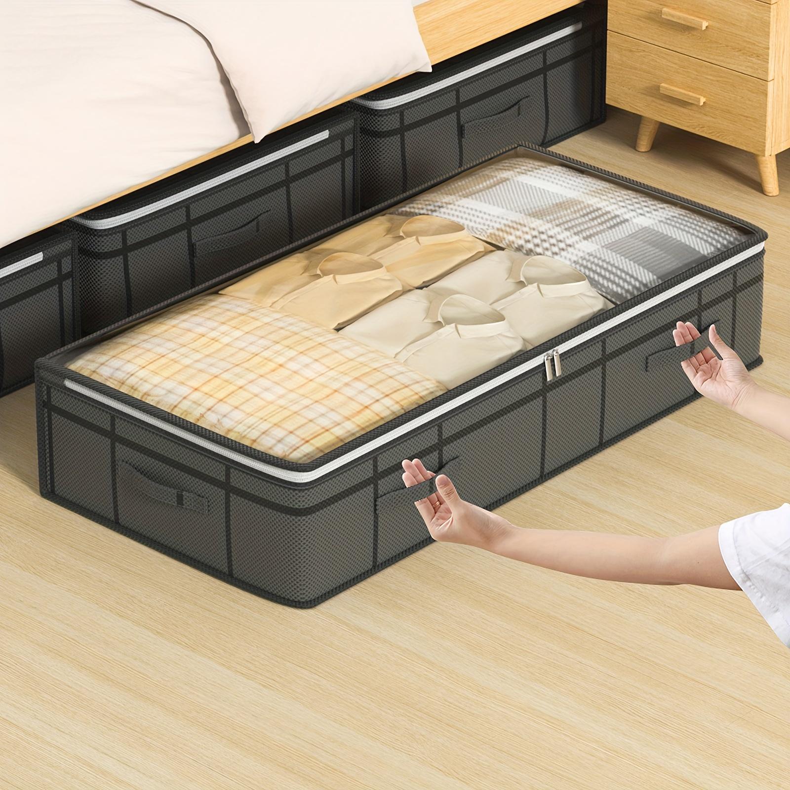 

Ящик для хранения под кроватью с прозрачной крышкой, большая вместимость, сумка для хранения одежды и постельного белья, бытовые принадлежности для хранения 50x100x25cm серый