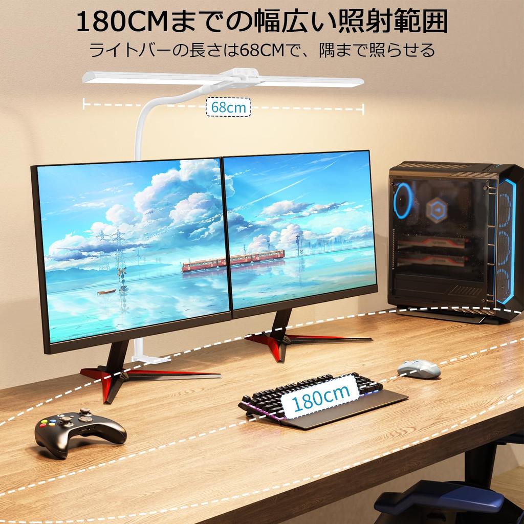 Schreibtischleuchte mit Fernbedienung, Standfuß, Tischleuchte, LED, Schreibtisch, KableRika, Doppellicht, Touch-Fernbedienung, Timer, dimmbar, Arbeitszimmer, PSE, Garantie inklusive, Steuerung, Licht,