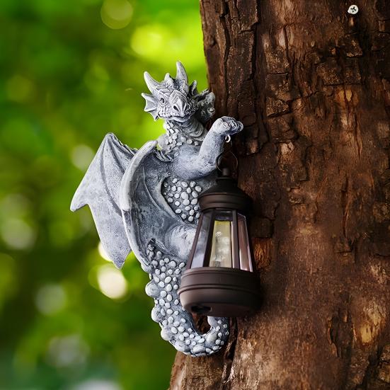 Svítící objímač stromů Drak Zahradní dračí socha se solárním světlem Pryskyřičná středověká fantasy dračí socha pro venkovní zahradní dekoraci Dárek pro milovníky draků