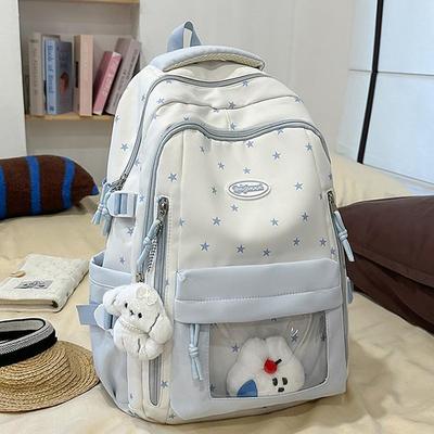 Rucksack im koreanischen Stil mit Stern für Damen - Große Kapazität, leichter Schulrucksack für Schülerinnen und Oberstufenschülerinnen