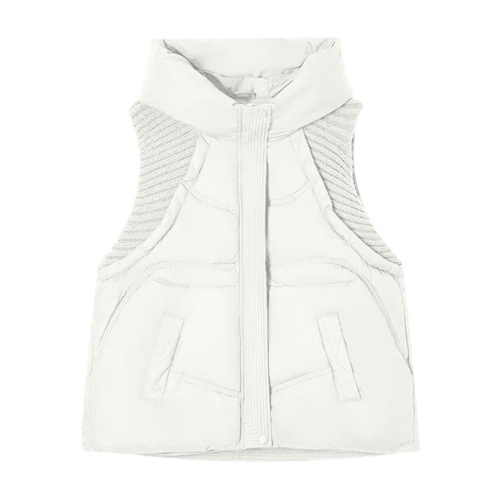 Women's Solid Color Zipper Fashion Pockets Stand-Up Collar Vest Top Coat