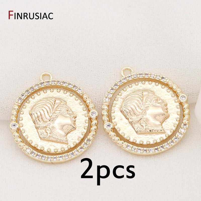 DIY Necklace Pendants Earrings Charms Jewelry Making Accessories Gold Plated Commemorative Coin Pendant Wholesale