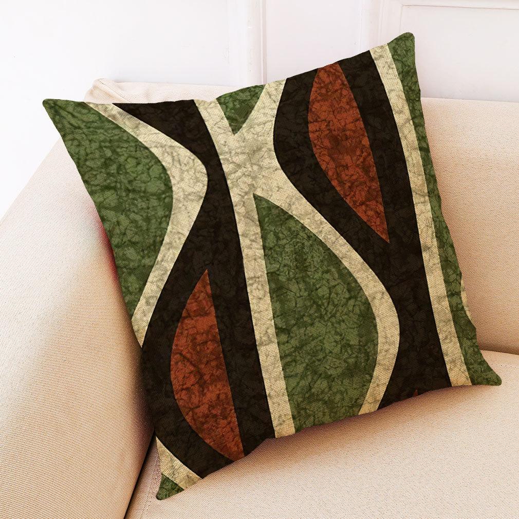 45X45Cm Linen Pillowcase Abstract Geometric Sofa Cushion Cotton Linen Car Pillowcase (Without Pillow Core)
