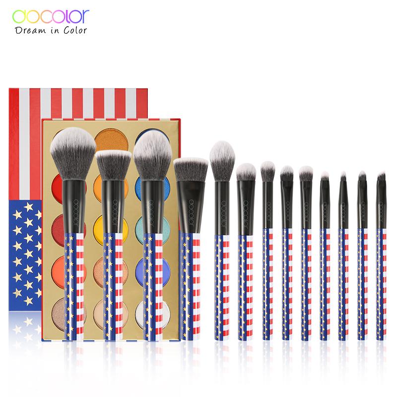 Buy Docolor 13pcs Powder Blush Eye Shadow Makeup Brush Set and 15 ...