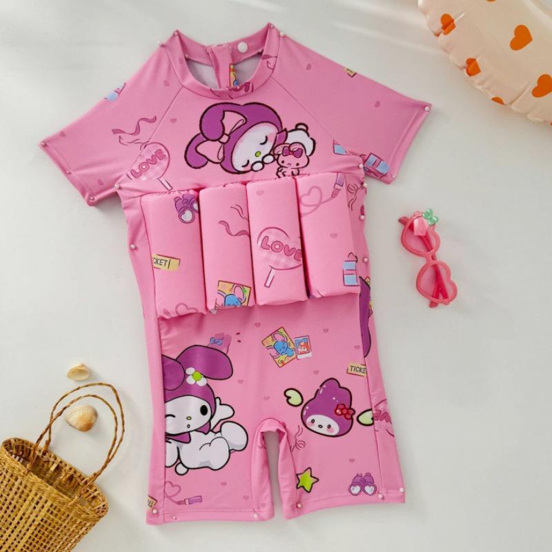 

2025 Kuromi Buoyancy One-Piece Swimsuit for Girls - Infant to Medium Child, Short-Sleeved Size 120 розовый