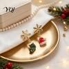 Dazzling Rhinestone Holiday Drops 1 Pair Christmas Earrings, Sparkling Snowflake Red Santa Hat Green Stocking Dangle Asymmetric Jewelry Gift for Women