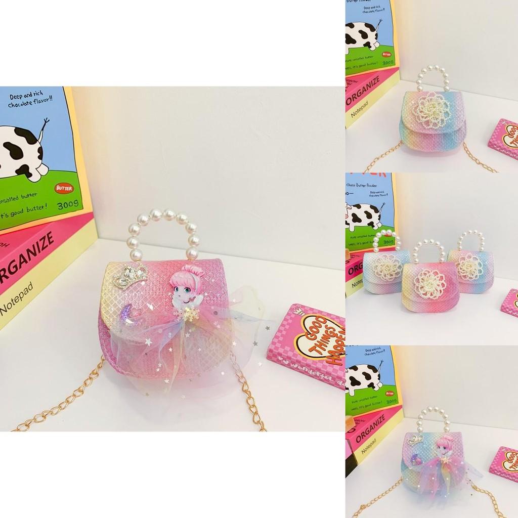 Fashionable Pearl Flower Handbag For Kids With Chic Chain Strap In Blue Purple And Pink