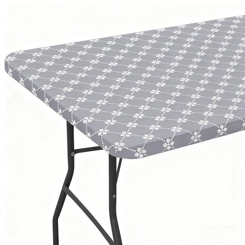 Homaxy Rectangle Table Cloth Elastic Fitted Flannel Backed Tablecloth Waterproof Plastic Table Cover For Picnic Camping Outdoor