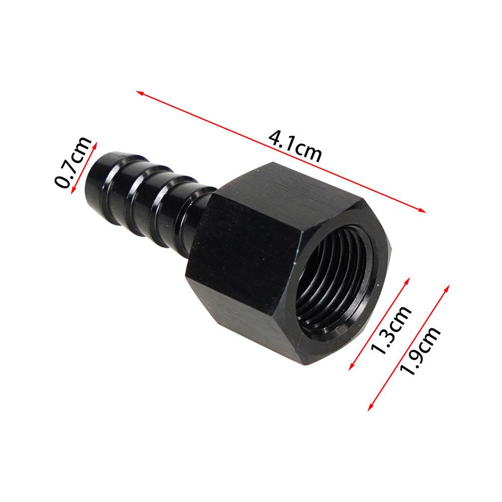 

Fuel Line Hose Barb Connector Adapter: AN6/AN8 to 3/8 or 5/16 Rotary Joint with Internal Thread.