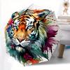 1pc Colorful Tiger Portrait with Floral Elements Durable Cartoon Folding Umbrella, Portable 3-Fold Compact Umbrella for Men and Women, Suitable F