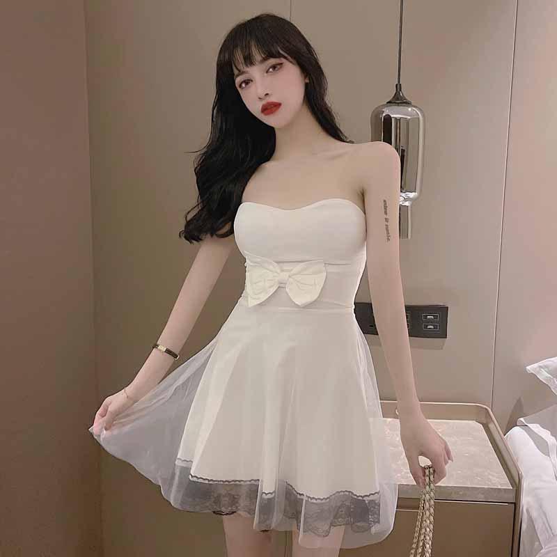 

Сексуальное облегающее платье с бантом, платье подружки невесты S белый