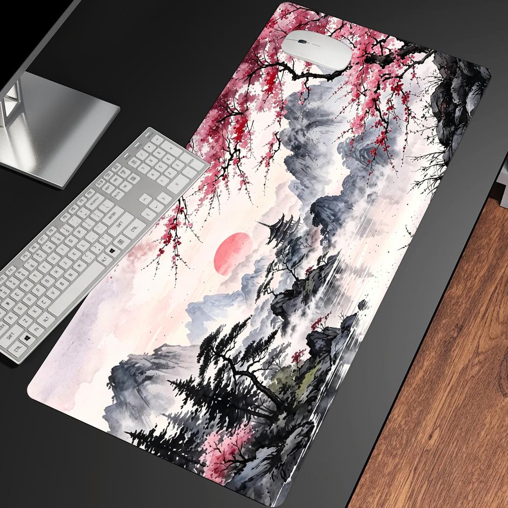 Cherry Blossom Landscape Mousepad Speed Office Desk Accessories Gaming Mats Mouse Mat Desk Pad Set Up Computer Desk Decorating