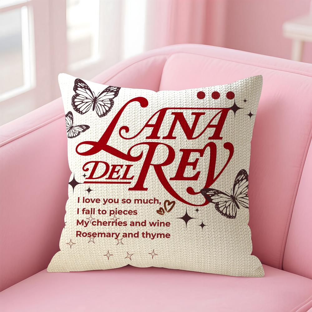 Singer L-Lana Del Rey Cushion Cover Natural Linen Pillow Case Double-Sided Print Decorative Sofa Pillowcase Home Decor Gift