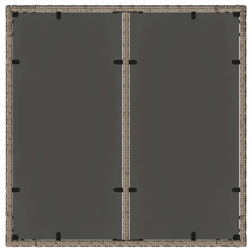Garden Table with Glass Top Gray 90 x 90 x 75 cm Poly Rattan