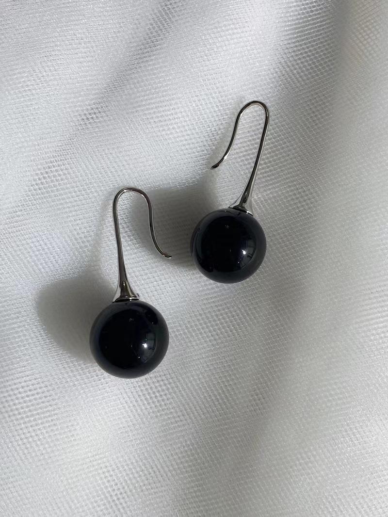 

Элегантные европейские и американские серьги с черным агатом и белым кристаллом для женщин