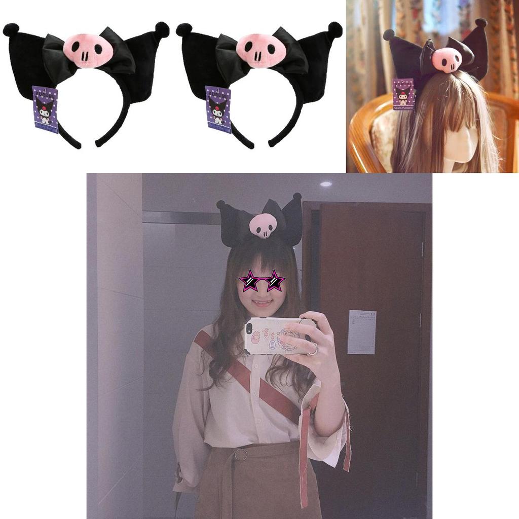 Carina fascia per orecchie Kuromi Fascia per capelli in peluche Per costume Kawaii e Cosplay Regali per ragazze
