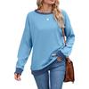 Women's Fashionable Color Blocked Round Neck Long Sleeved Casual Hoodie Top