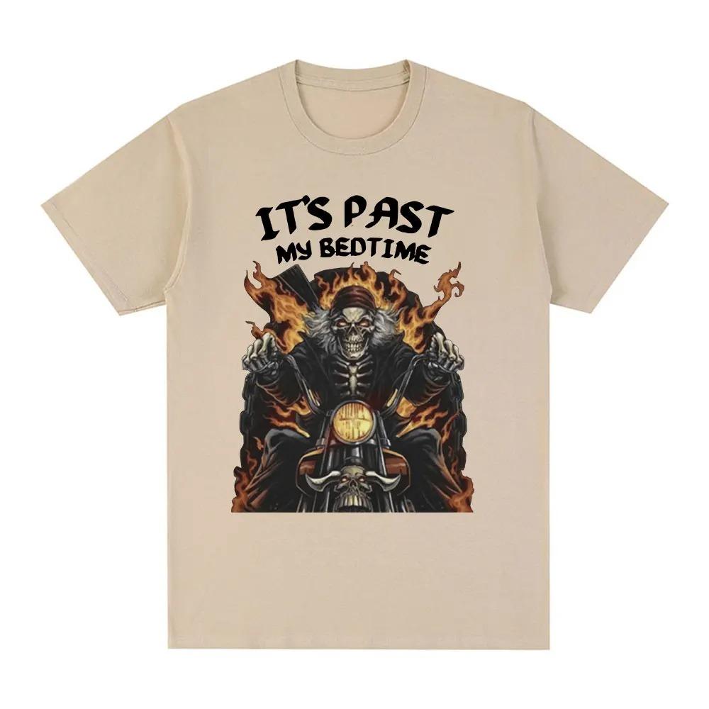 2024 Funny It's Past My Bedtime Skeleton Meme T-shirt Men Cotton Short Sleeve T Shirt Fashion Casual Vintage Oversized T-shirts