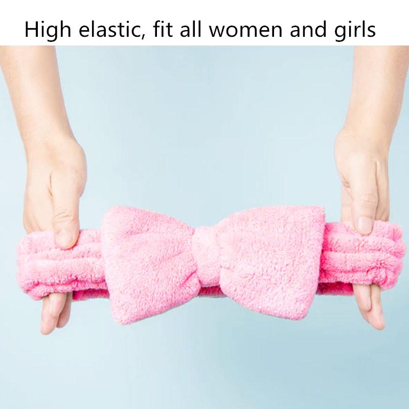 Hair Bows Head Bands for Women Coral Fleece Solid Headband Makeup Elastic Bowknot Headwrap Girl Accessories Cute Soft Turban Bandage